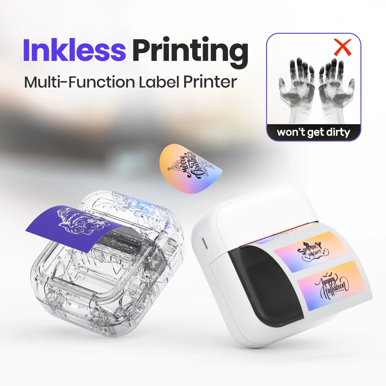 C50 Mini Tattoo Printer Portable Inkless Transfer Machine 2 Inch 15‑57mm Compatible With Phone PC iPad For Tattoo Pattern Logo