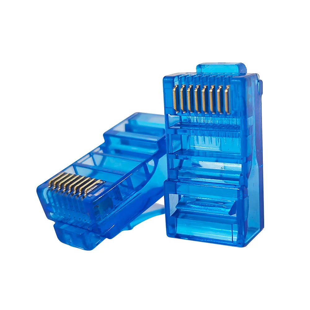 50pcs RJ45 PVC Network Cable Connector CAT5E Category 5e Unshielded Color Crystal Head for Solid/Stranded UTP Network Cable
