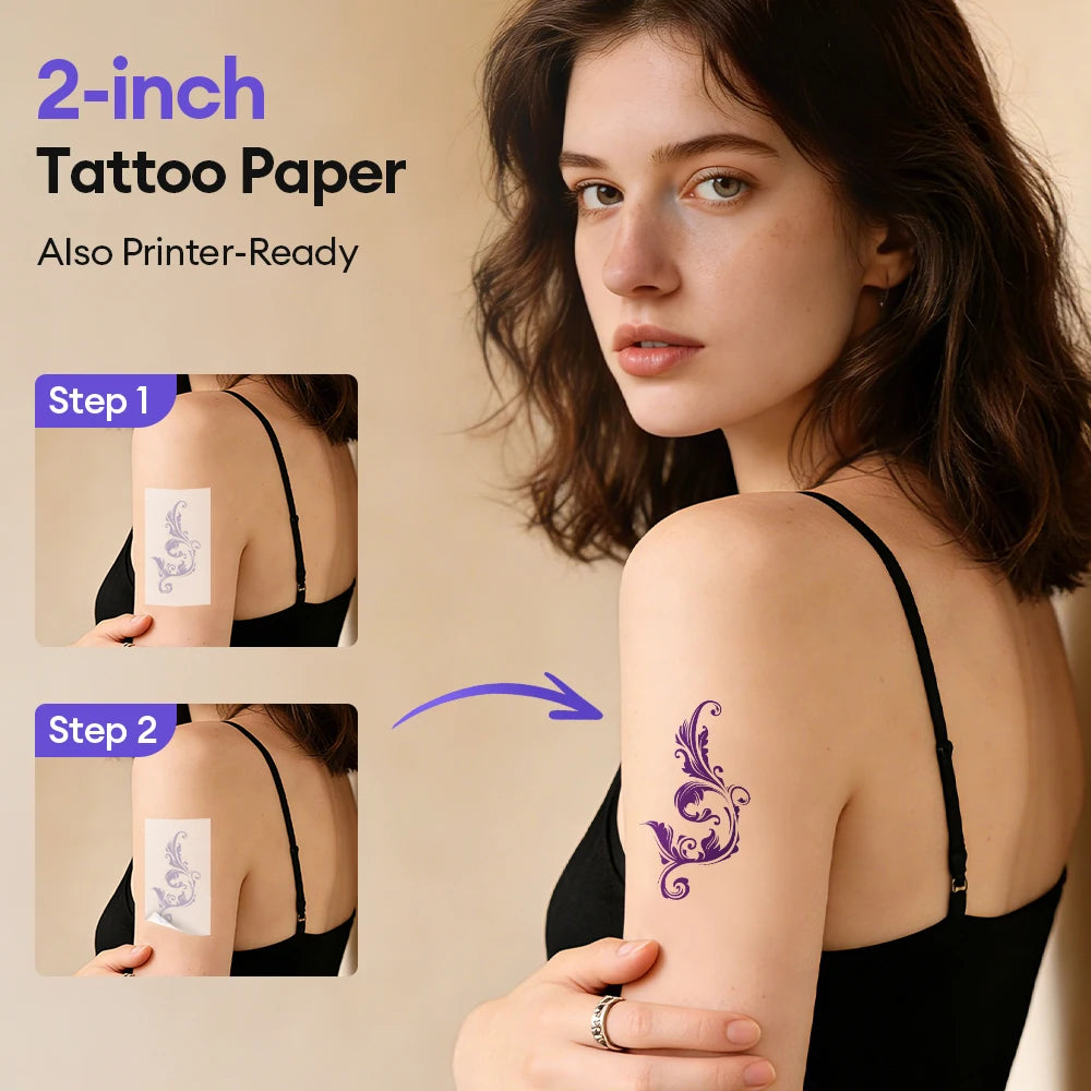 C50 Mini Tattoo Printer Portable Inkless Transfer Machine 2 Inch 15‑57mm Compatible With Phone PC iPad For Tattoo Pattern Logo