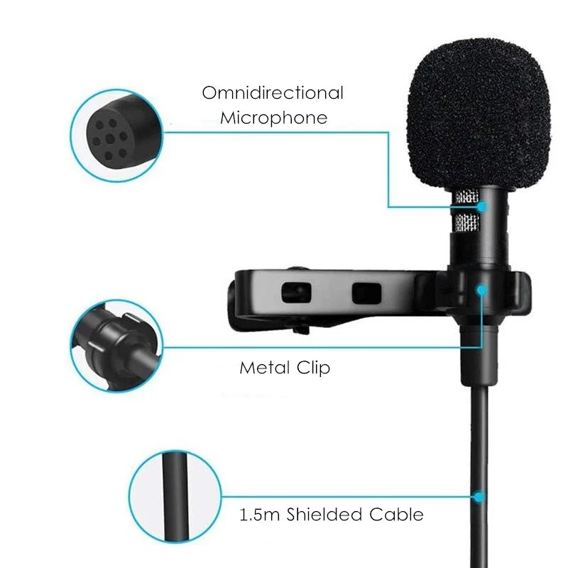 1.5m Portable USB Mini Lavalier Microphone USB/3.5mm/Type-C Metal Clip Lapel Mic Condenser Microphone For PC Laptop Mobile Phone